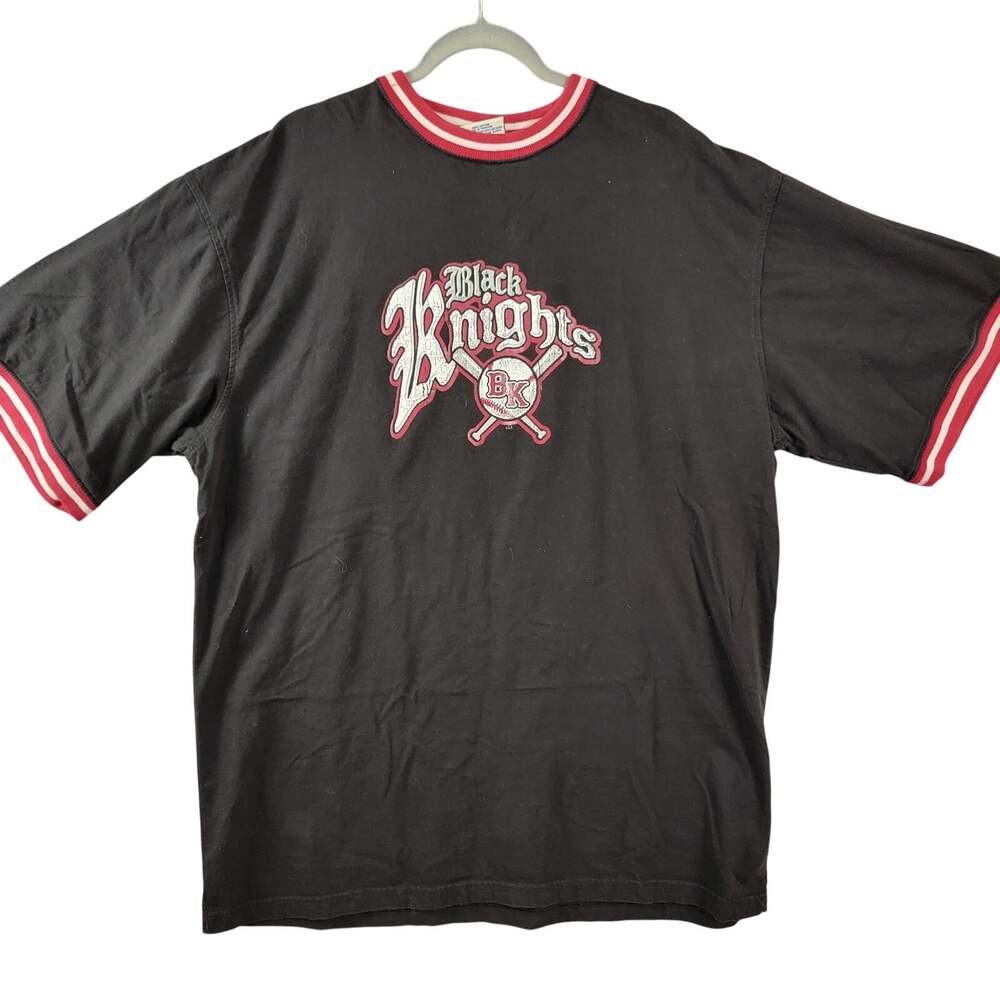 Steve and Barry's Black Knights Graphic Ringer Tee Mens 2XL Black Red Short